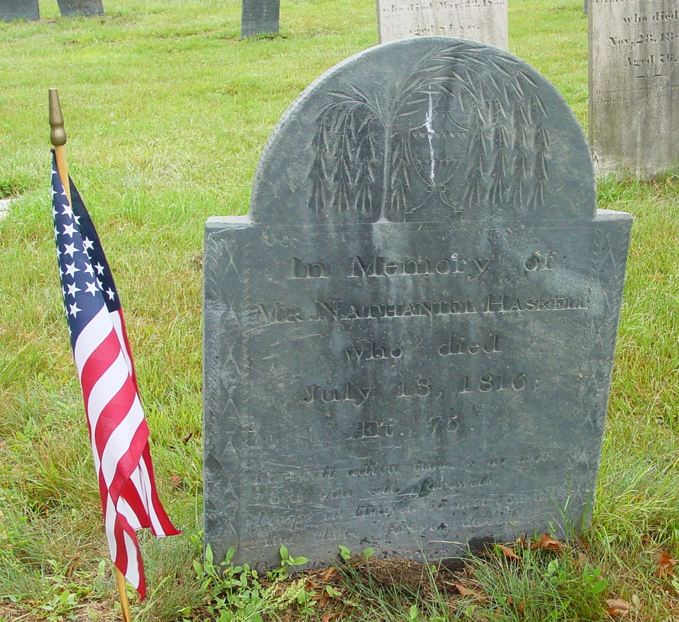 Nathaniel Haskell headstone, Central Cemetery, Beverly, MA